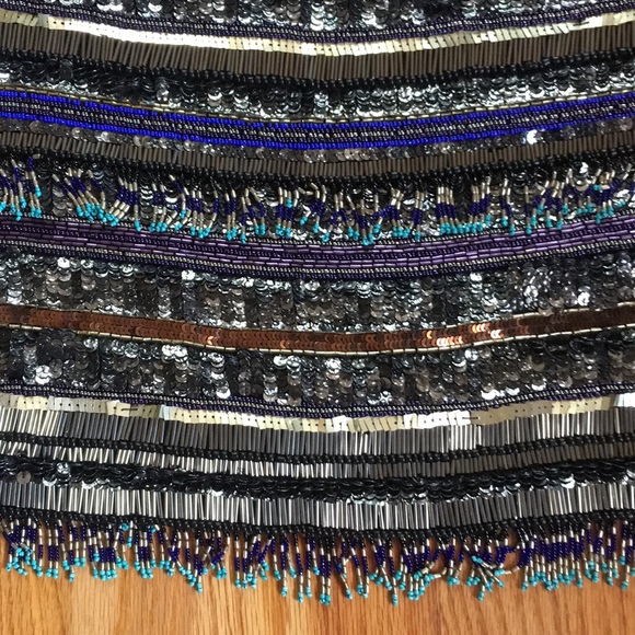 PARKER Black Label All-Over Beaded Mini Skirt Sz 6 - Picture 6 of 7